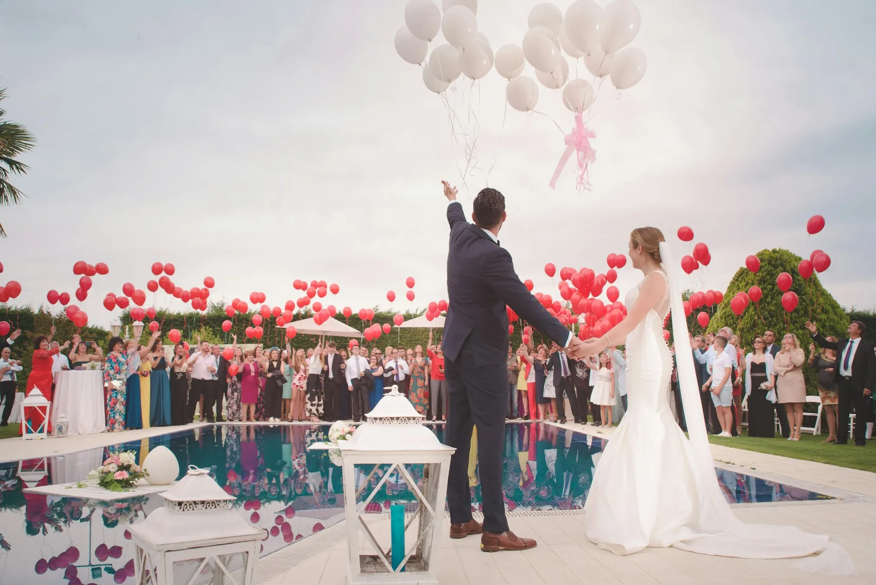 Wedding couple in elegant formalwear